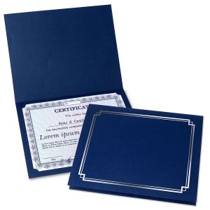Classic Blue Certificate Folder with Silver Border