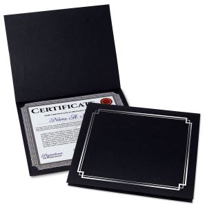 Classic Black Certificate Folder with Silver Border