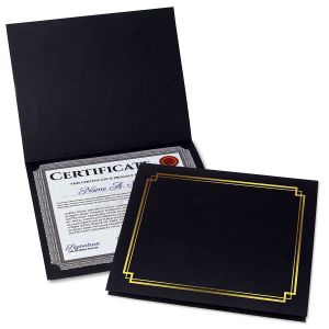 Classic Black Certificate Folder with Gold Border