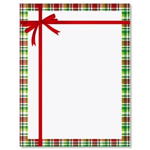 Tied Tartan Bow Christmas Letter Papers