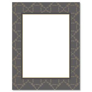 Charcoal Damask Frame Christmas Letter Papers