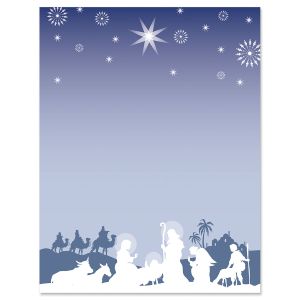 Nativity Silhouette Christmas Letter Papers