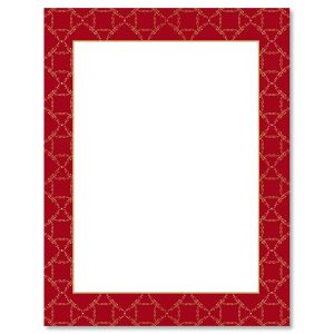 Red Damask Frame Christmas Letter Papers