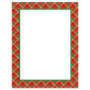 Plaid Frame Christmas Letter Papers