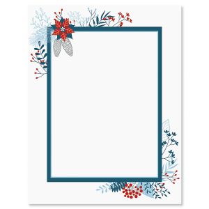 Blue Holiday Flourish Christmas Letter Papers