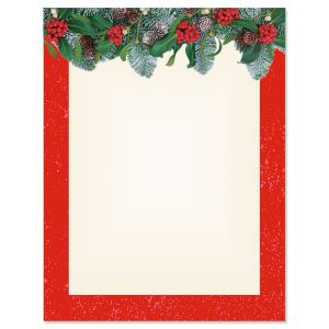 Red Winter Filigree Christmas Letter Papers
