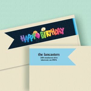 Striped Birthday Wrap Around Connect Diecut Address Labels