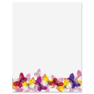 Watercolor Butterflies Letter Papers