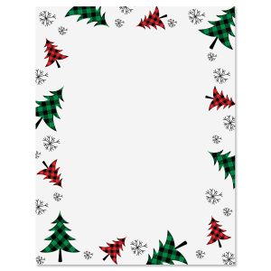 Buffalo Plaid Trees Christmas Letter Papers