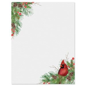 Pine Cardinal Christmas Letter Papers