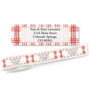 Red Plaid Rolled Address Labels