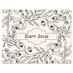 Floral Lines Personalized Note Cards