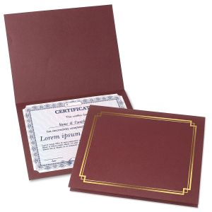 Burgundy Gold Border Certificate Folder