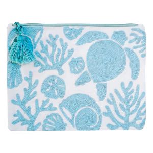 Turtle At the Shore Embroidered Pouch