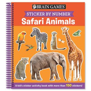 Sticker by Number Safari Animals Book Brain Games®