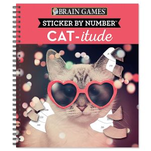 CATitude Sticker by Number Book Brain Games®