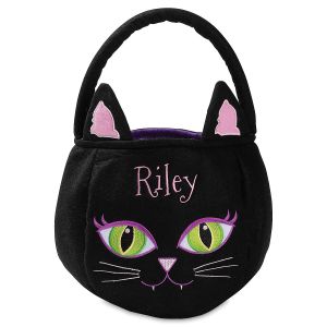 Black Cat Halloween Personalized Treat Basket