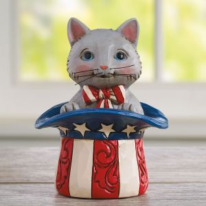 Mini Cat in Uncle Sam Hat Figurine by Jim Shore
