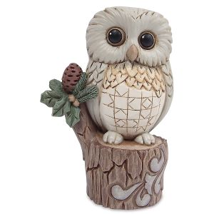 White Woodland Mini Owl on Tree Figurine by Jim Shore®