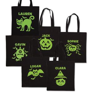 Glow-in-the-Dark Personalized Halloween Treat Bags 