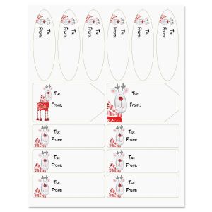 Cute Christmas Reindeer Gift Wrap To/From Labels