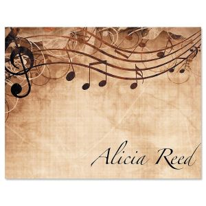 Sheet Music Brown Personalized Note Cards