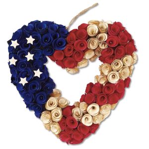 Wooden Patriotic Heart Wreath