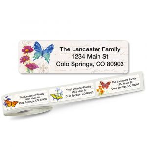 Butterflies & Flowers Rolled Address Labels  (5 Designs)