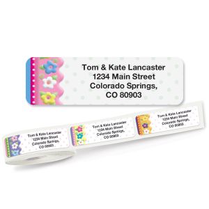 Frosting Flowers Rolled Address Labels  (5 Designs)