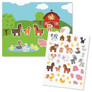 Farm Animals Background Scenes and Stickers