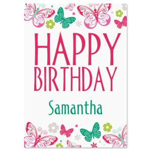 Butterfly Border Personalized Birthday Card