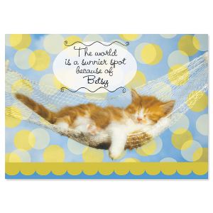 Sunnier Spot Cat Personalized Birthday Card