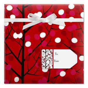 Branches & Dots Jumbo Rolled Gift Wrap and Labels