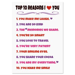 Top Ten List Personalized Valentine Card