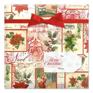 Christmas Elegance Jumbo Rolled Gift Wrap and Labels