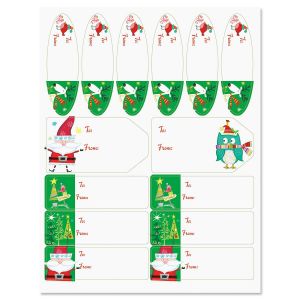 Whimsy Santa & Reindeer Gift Wrap To/From Labels