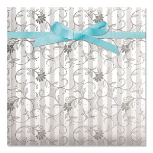 Pearl Stripe Swirls Wedding Jumbo Rolled Gift Wrap