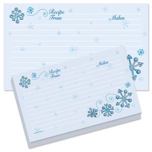 Blue Snowflakes Recipe Cards
