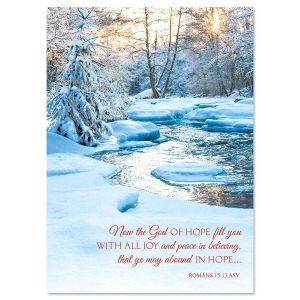Snowy Stream Religious Christmas Cards