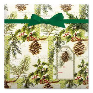 Botanical Windows Jumbo Rolled Gift Wrap and Labels