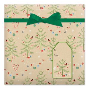 Twinkling Trees Jumbo Rolled Gift Wrap