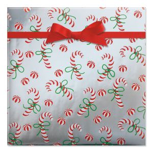 Candy Canes Foil Rolled Gift Wrap