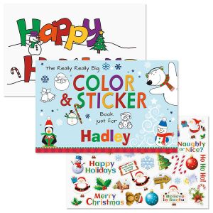 Really Big Personalized Christmas Coloring Book & Stickers