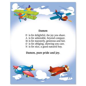 Airplane Name Poem Print