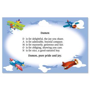 Airplane Name Poem Placemat
