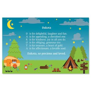 Camping Name Poem Placemat