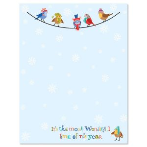 Snowflakes and Birds Christmas Letter Papers