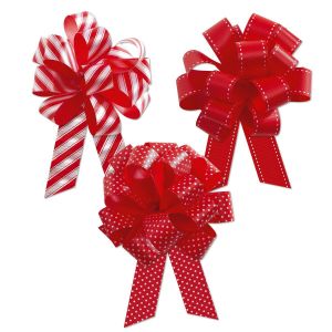 Deluxe Red and White Pull Bows