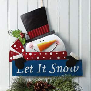 Let it Snow Snowman Festive Metal Sign