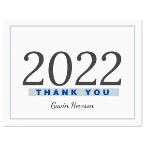 Blue Border Graduation Thank You Note Cards